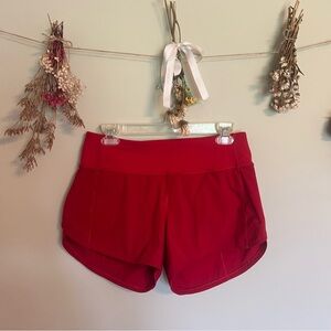 Red Lululemon Speed Up Running Shorts